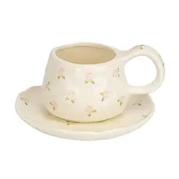 Чашка с блюдцем Нежный цветок 300 мл Белый