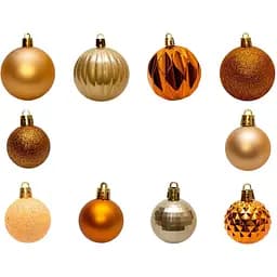 Набір ялинкових куль Linhai 89 шт D4 см D6 см помаранчевий мікс пластик (892685)