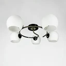 Стельова люстра з кругом в чорному корпусі на 5 плафонів Line.F 51925/5B