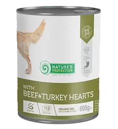 Влажный корм для собак с говядиной и сердцем индейки Nature's Protection with Beef & Turkey Hearts 800 г