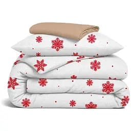 Комплект постільної білизни Cosas Snowflakes berry CS2 Підлітковий фланель винний (Flannel_SnowflakesBerry_El90-12Caramel_155)