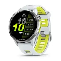 Смарт-годинник Garmin Forerunner 970 Whitestone Titanium with Whitestone/Translucent Amp Yellow Silicone with Silver Buckle (010-02969-61)