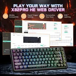 Ігрова магнітна клавіатура Attack Shark X82 Pro / Три режими підключення / Magnetic Switch / Black - мініатюра 6