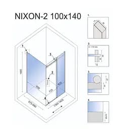 Душова кабіна Rea Nixon 100x140 L chrome REA-K5014 + REA-K5006, Хром, Ліва, прозорий, хром - мініатюра 2