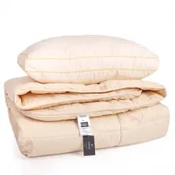 Набір MirSon вовна №9562 Gold camel Wool зима ковдра 140х205 см + подушка білий (2200010806397)