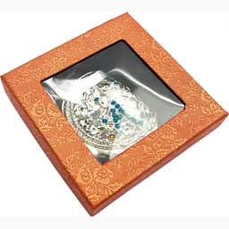 Дзеркальце косметичне Візерунок з камінням хром 7 см з чохлом у коробці