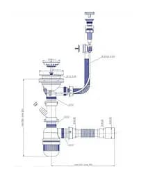 Сифон для керамічної мийки Bakimay PL 1049  3 1/2"клапан-автомат 30412 - мініатюра 3