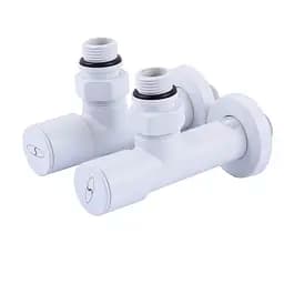 Набір Кран вентильний кутовий з американкою Solomon Lux 1/2″ 7777 (2шт.) White 000020285