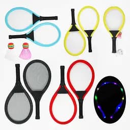 Набор ракеток 9352 L, 2 ракетки 57см, 2 воланчика, подсветка, в сетке (6966814300061) МІКС