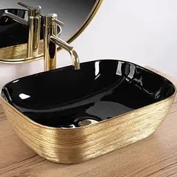 Умивальник Rea Belinda 33x46,5 black/gold brush (REA-U8780), Структурна - мініатюра 2