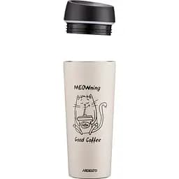 Термокухоль Ardesto Coffee Time Meowning, нержавіюча сталь, бежевий, 450 мл (AR2645WC) - мініатюра 2