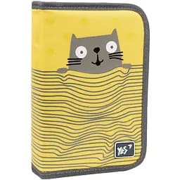 Пенал твердий Yes HP-04 Kitty, 13х21х4 см, жовтий із сірим (533424)