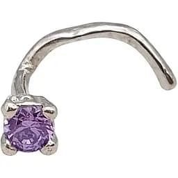 Серебряная серьга-пирсинг в нос. 1018.6С Сиреневый