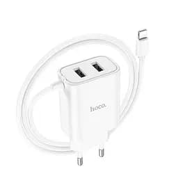 Адаптер сетевой Hoco Lightning Cable Courser Dual-Port Charger C103A |2USB, 2.1A|