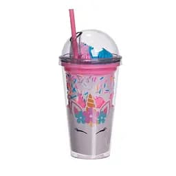 Пластикова склянка з трубочкою та кришкою 400 мл багаторазова пластикова склянка Рожевий Yiwu HP-18-1P