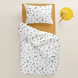 Дитяча постільна білизна в ліжечко WILDFLOWERS CS1, білий (FoliageBirds_Mustard_140) - мініатюра 2