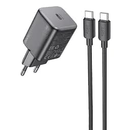 МЗП Hoco N40 Mighty PD20W (1USB-C) + кабель Type-C to Type-C Black