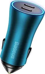 Автозарядное устройство Baseus Golden Contactor Pro 40 W 2 порта Type-C (CGJP000003) синий