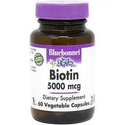 Вітаміни та мінерали Bluebonnet Nutrition Biotin 5000 mg, 60 вегакапсул
