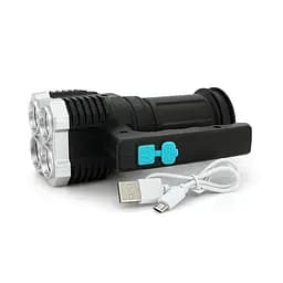 Ліхтар пошуковий Portable Lamp YT-81043, 4LED T6+COB, 5W, 3+1 режим, 1200mah, Black, IP40, USB кабель, 140х70х90мм, BOX - мініатюра 3