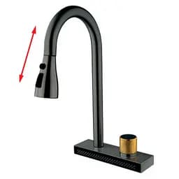 Змішувач для кухні з висувним виливом Mixxus "Водоспад" FOL-014 graphite MI6342 Графіт