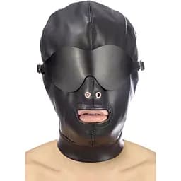 Капюшон для БДСМ зі знімною маскою Fetish Tentation BDSM hood in LeaTherette With removable mask