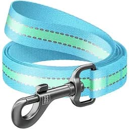 Поводок для собак Waudog Nylon нейлоновый, светонакопительный, голубой