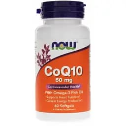 Коэнзим Q10 с рыбьим жиром Now Foods Omega-3 Fish Oil 60 мг 60 капсул