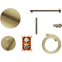 Душова система прихованого монтажу Corsan Lugo gold + BOX з термостатом Z03TGL, Золотий