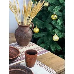 Комплект Різдвяний лляний з українським орнаментом Промінь Ранер 140х40 см + салфетки 30х40 см 36 шт.