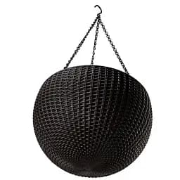 Горщик для рослин Keter Rattan hanging sphere з ланцюжком коричневий (7290106924567) - мініатюра 6