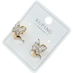 Сережки метелики Xuping з камінцями гіпоалергенне медичне золото