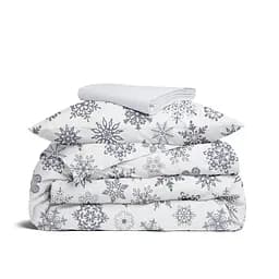 Дитяча постільна білизна в ліжечко SNOWFLAKES, срібло (SnowflakesGrey_White_140)