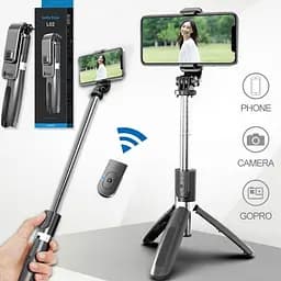 Селфі палиця штатив тринога для телефона Bluetooth з пультом Selfie Stick L02 Чорний - мініатюра 2