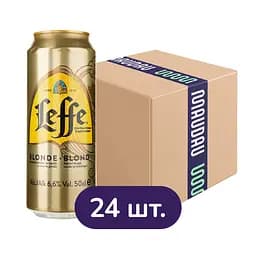 Упаковка пива Leffe Blonde светлое 6.6% 12 л ж/б (0.5 л х 24 шт.)