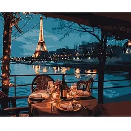 Картина за номерами Santi Романтична вечеря в Парижі 40х50 см з LED підсвіткою (955099)