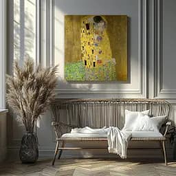 Інтер'єрна картина Поцілунок, Густав Клімт, Gustav Klimt, The Kiss, репродукція картини, 60×60 см (id4367) - мініатюра 3