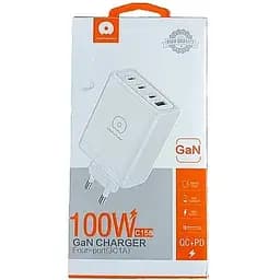 Сетевое зарядное устройство WUW C158 GaN 100W 20V 5A Fast Charge PD QC 4 порта 3xType-C USB-A Power Delivery Quick Charge 3