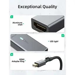 Кабель-перехідник CableTime mini DisplayPort (M) - HDMI (M), 4K/60Hz, 0.15 м (CP26A) - мініатюра 5