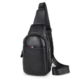 Шкіряний чорний слінг на два відділи Tiding Bag FL-A25F-8803A - мініатюра 5