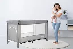 Дитяче складне ліжечко-манеж Moby-System Happy Traveller Basic з розкладним матрацом, сумкою, коліщатками та бічним виходом, 126 x 66 см