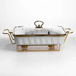 Мармитница фарфоровая Yiwu 2 л прямоугольная на подставке с подогревом 40х22.5х15.5 см мармит на подставке для первых блюд ML-77A-15