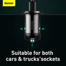 Адаптер автомобільний BASEUS Grain Pro автозарядний 2 USB 4.8 A (CCALLP-01) чорний - мініатюра 3