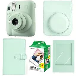 Набір камера Fujifilm Instax Mini 12, Фотопапір 20шт, Чохол, Фотоальбом 108 фото, Фоторамка Зелений