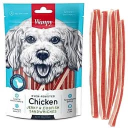 Wanpy Chicken Jerky & Codfish Sandwiches ванпи сэндвич курица з тріскою ласощі для собак 0.1кг