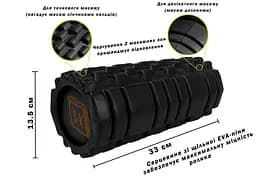 Масажний ролик EasyFit Solid Roller v.1.1s 33 см чорний (EF-2050-Bk) - мініатюра 2
