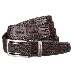 Ремінь-автомат з натуральної шкіри крокодила коричневий CROCODILE LEATHER 18171 120 см