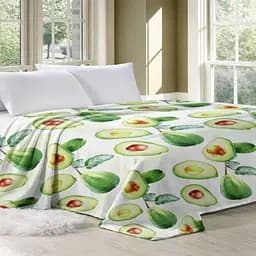 Покрывало Бренд-велюр с оригинальным принтом Матиа плотное в спальню для дома Плед из микрофибры ТЕТ Авокадо 200х230 см
