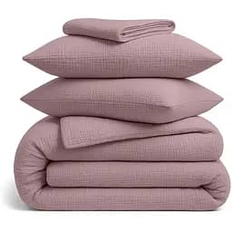Комплект постільної білизни Cosas Camellia CS1 Євро муслін бузок (Muslin_012Camellia_El180x30-012Camellia_200)