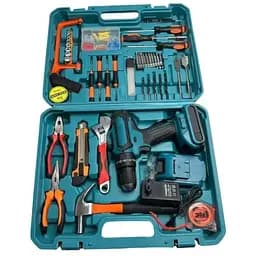 Шуруповерт аккумуляторный универсальный 24v с набором инструментов и подсветкой в пластиковом кейсе бюджетная дрель-шуруповерт